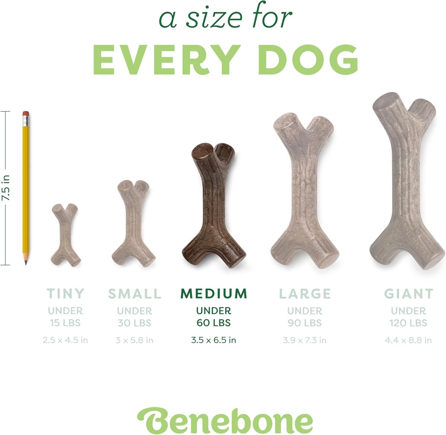 Maplestick Durable Dog Chew Toy for Aggressive Chewers, Real Maplewood, Made in USA, Medium
