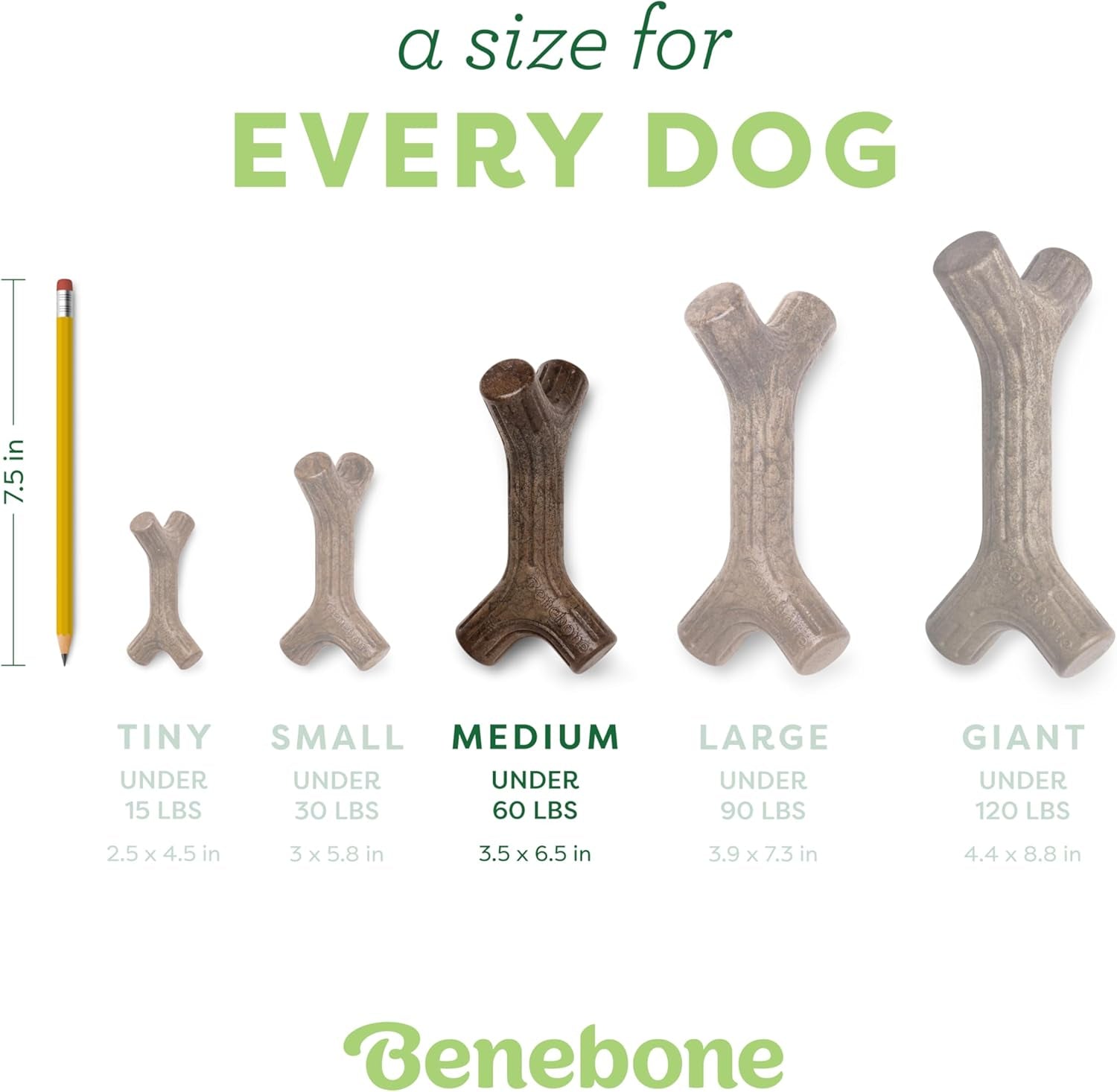 Maplestick Durable Dog Chew Toy for Aggressive Chewers, Real Maplewood, Made in USA, Medium