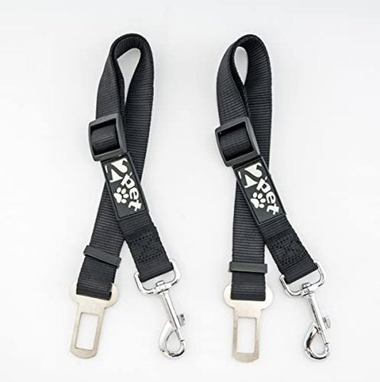 Dog Seat Belt Strap Adjustable - Dog Car Seatbelt for All Dog Breeds & Sizes - Fits Seatbelt Latches of Most Car Makes Buckles- 21" to 32" Dog Seatbelt – Ebony Black, Pack of 2